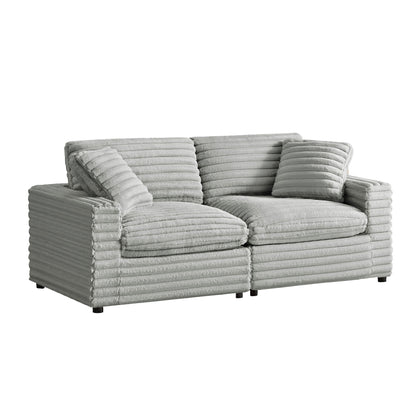 Jenny 2-Piece Sofa Sectional gray ribbed fabric on Tampa Home & Garden Store