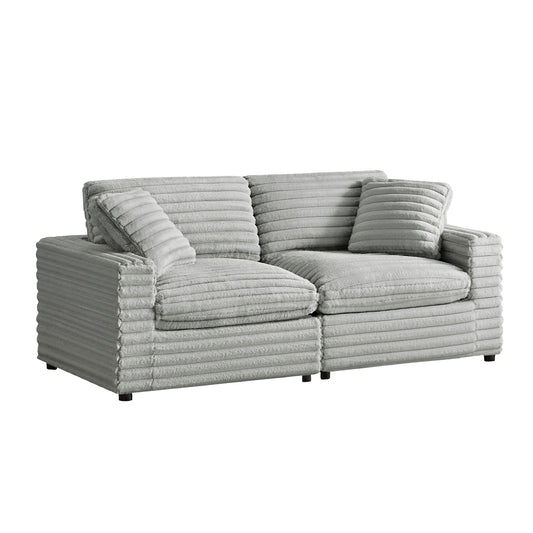 Jenny 2-Piece Sofa Sectional gray ribbed fabric on Tampa Home & Garden Store