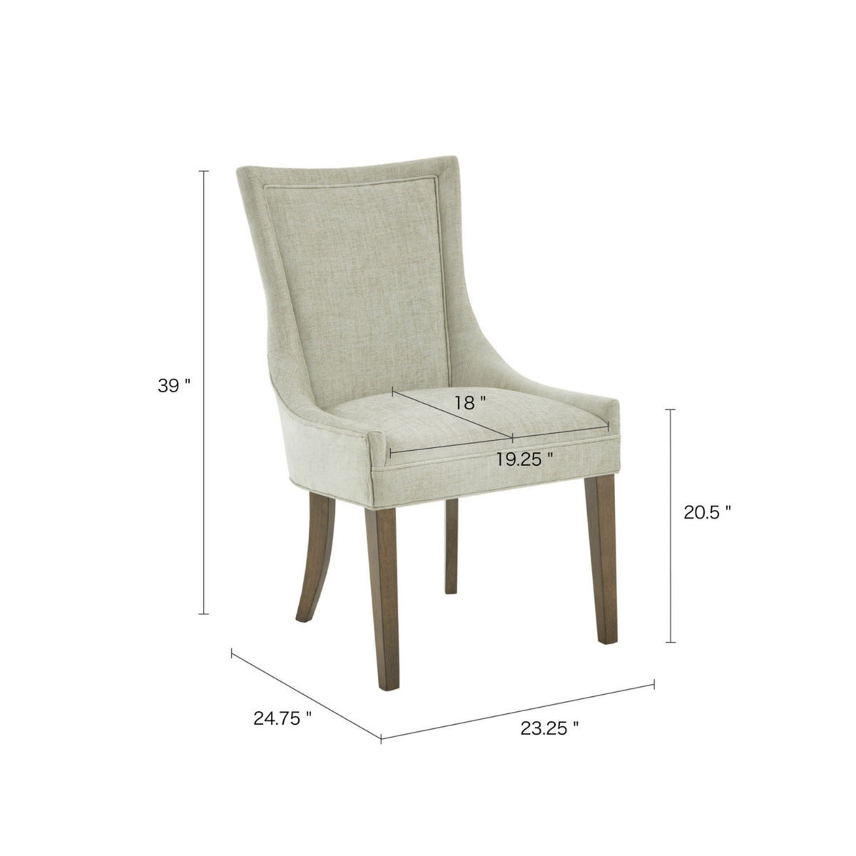 Elegant dining side chair set of 2 with beige upholstery and solid wood legs on Tampa Home & Garden Store