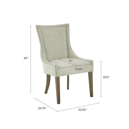Elegant dining side chair set of 2 with beige upholstery and solid wood legs on Tampa Home & Garden Store