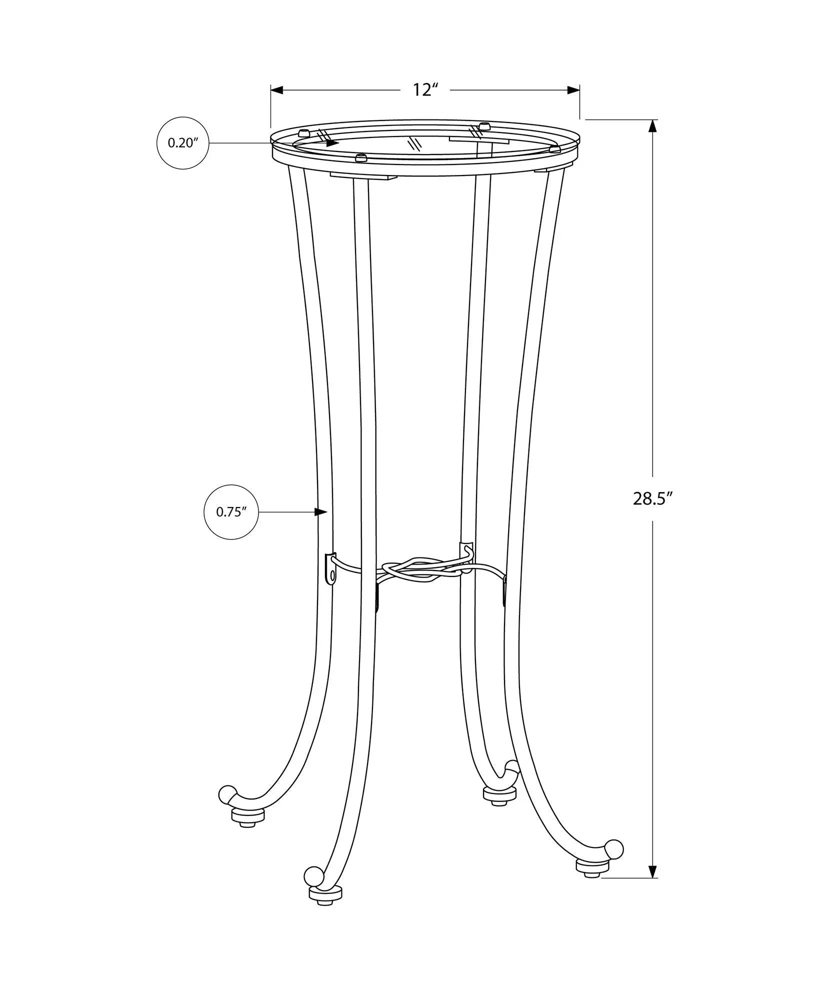 Round black metal accent side table plant stand, contemporary design on Tampa Home & Garden Store