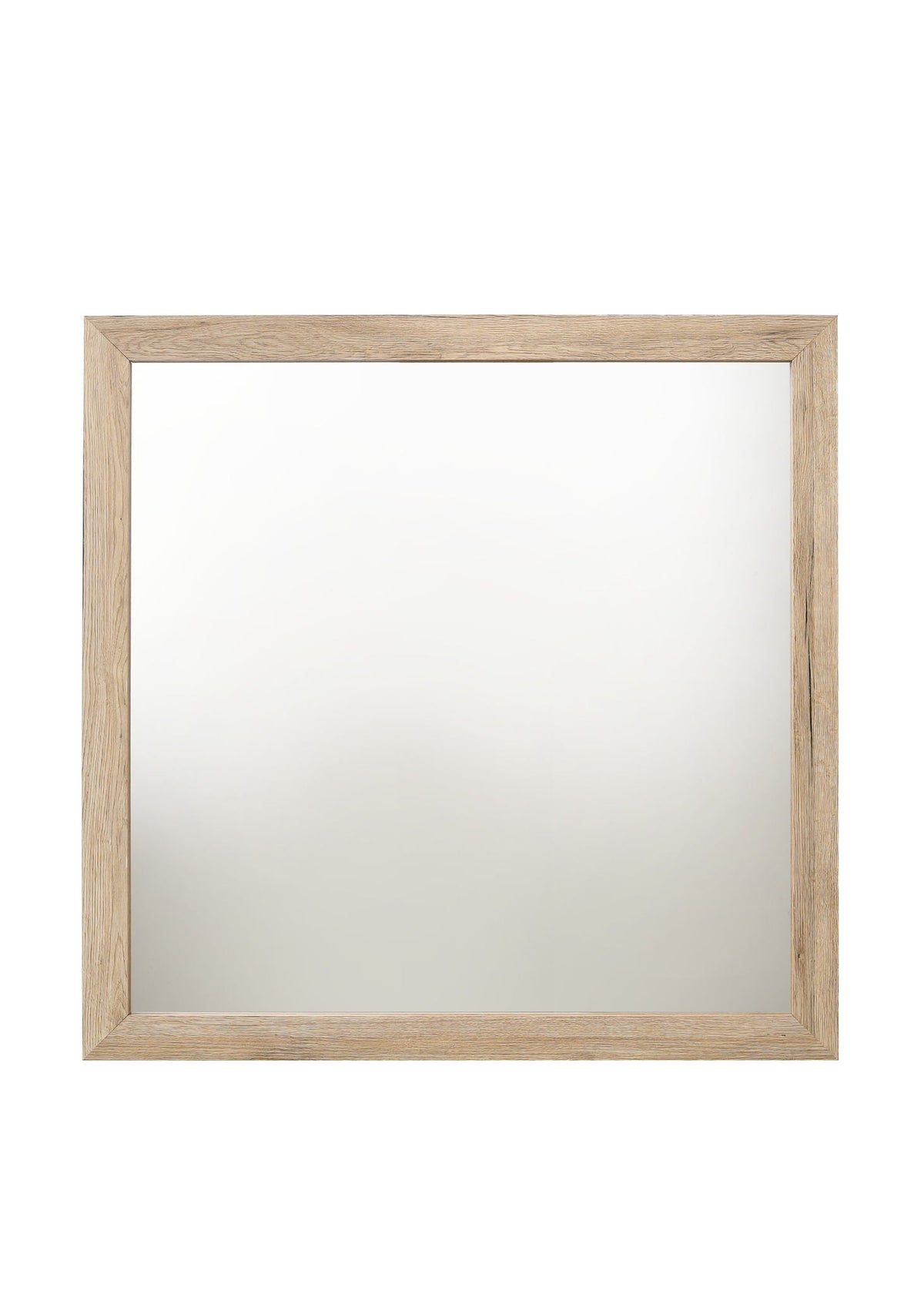 Miquell Versatile Orientation Mirror in a light oak wood frame, rectangular wall mirror on Tampa Home & Garden Store