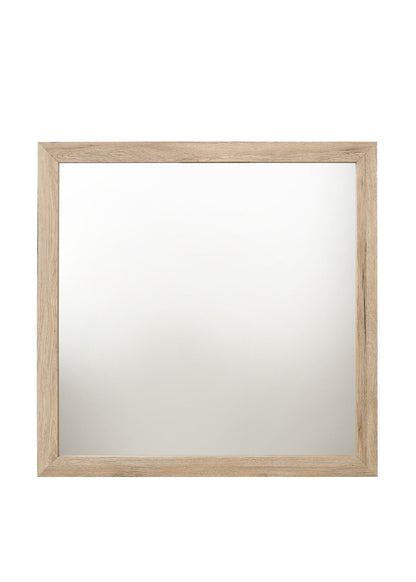 Miquell Versatile Orientation Mirror in a light oak wood frame, rectangular wall mirror on Tampa Home & Garden Store