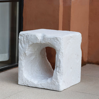 Lyra Outdoor Karst Cave Inspired MGO Side Table White with hollow center on Tampa Home & Garden Store