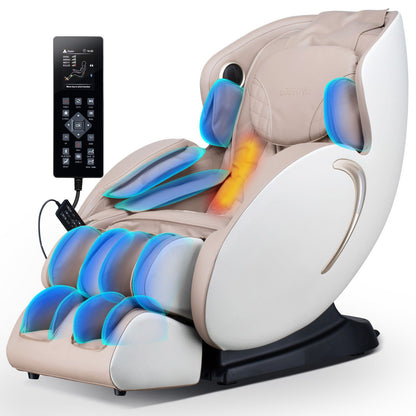 Bosscare 3D Zero Gravity Massage Chair with Shiatsu beige upholstery and blue airbags on Tampa Home & Garden Store