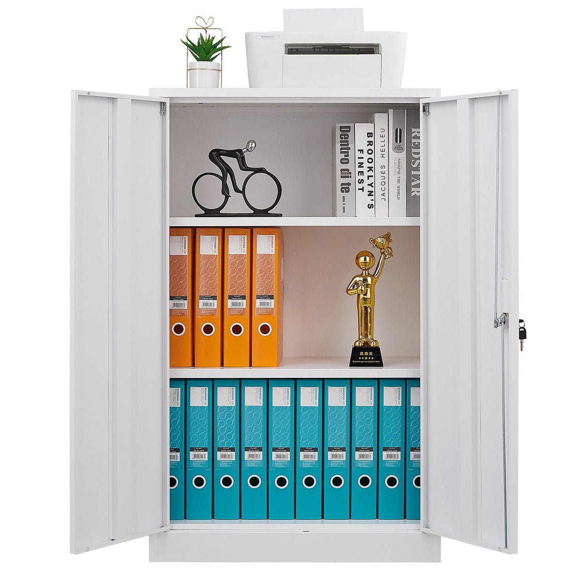 White metal filing cabinet with locking doors and adjustable shelves by HouseOfZazla on Tampa Home & Garden Store