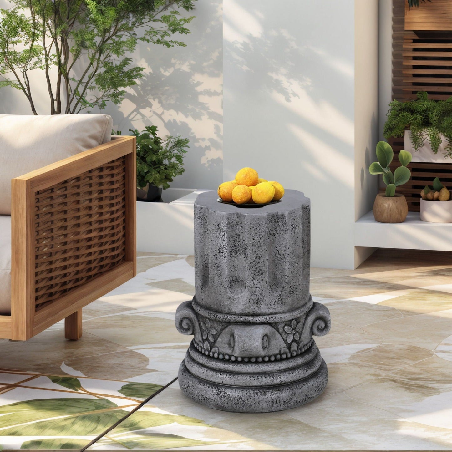 Modern Round Outdoor Side Table For Garden And Porch