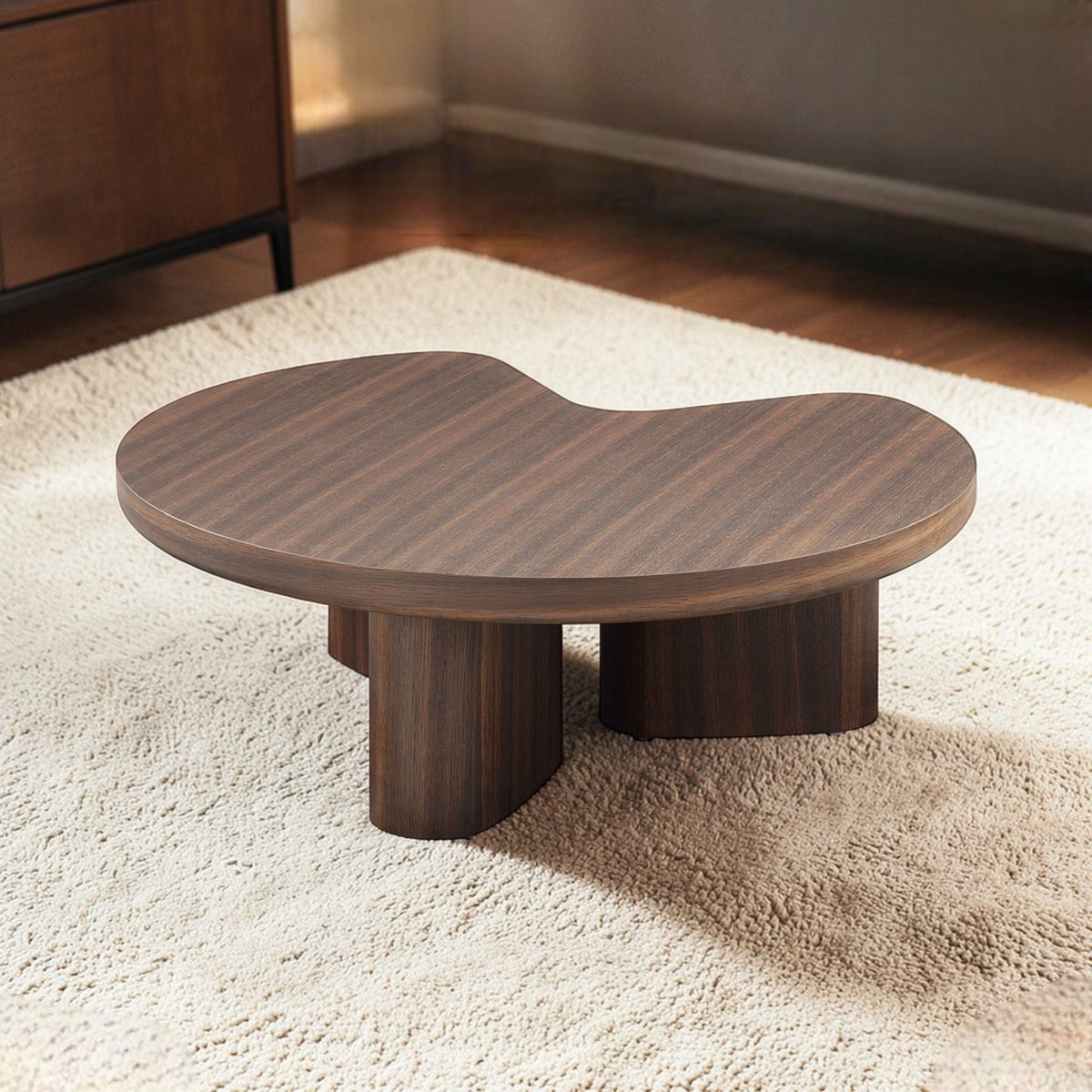 HouseOfZazla Brown Oak Coffee Table with MDF core and oak veneer, dark wood finish on Tampa Home & Garden Store