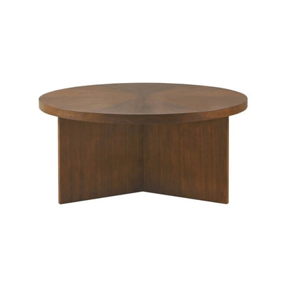 Round coffee table with solid veneer top in warm walnut brown by Unique Piece Furniture on Tampa Home & Garden Store