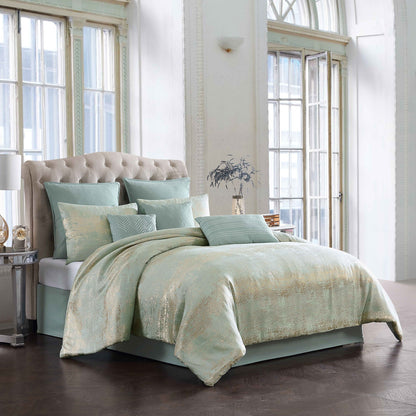Gold Satin Circle Quilted 7 Piece Comforter Set