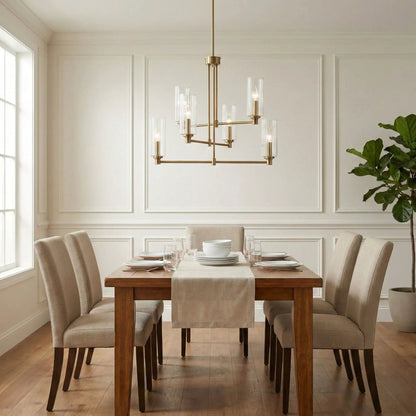 Timeless Six Lights Chandelier With Satin Brass