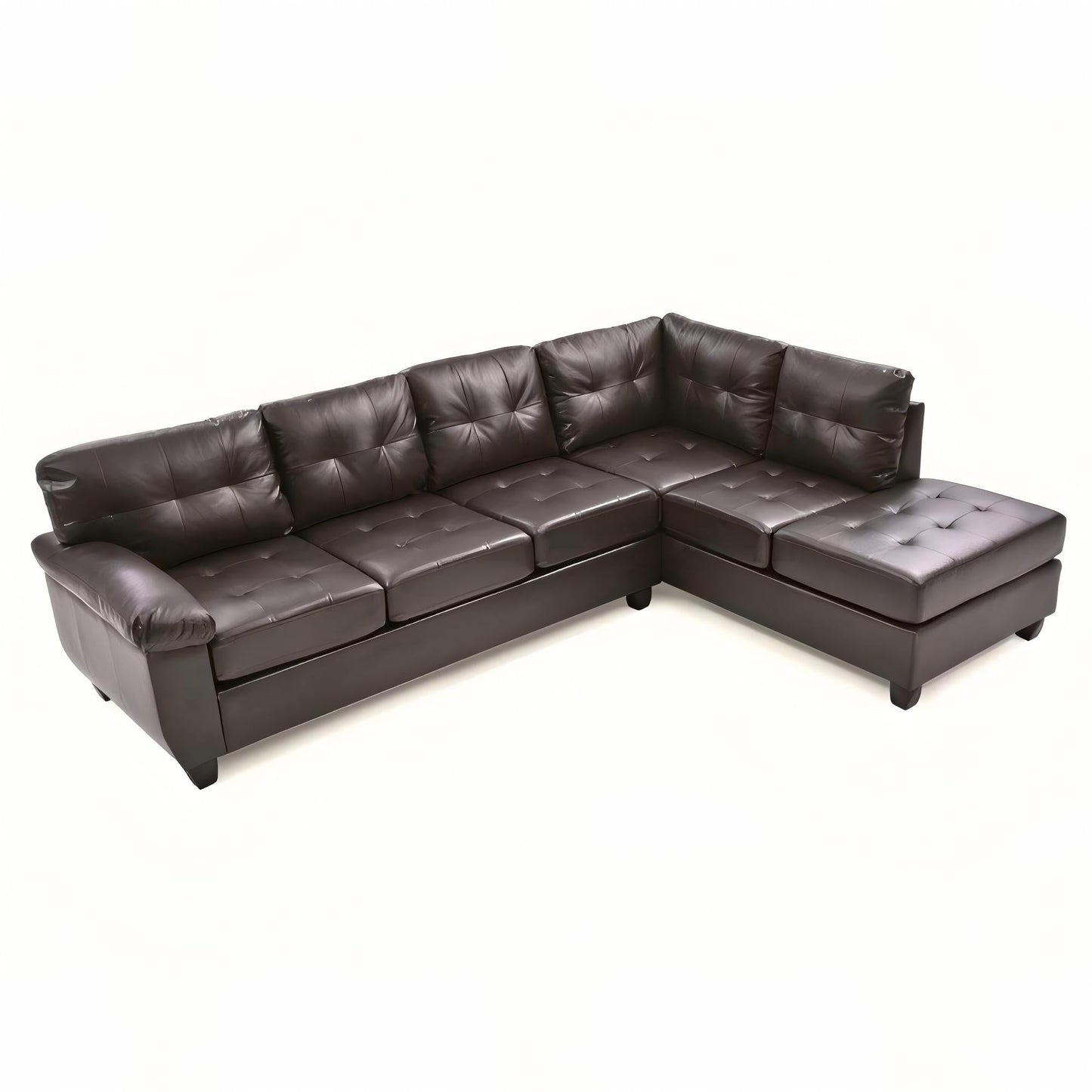 Gallant Sectional dark brown leather with tufted cushions by HouseOfZazla, stationary sectional on Tampa Home & Garden Store