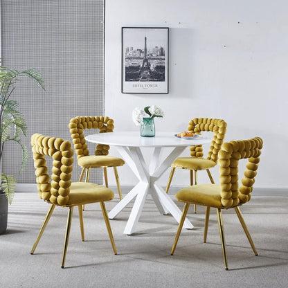 Modern Chair With Iron Tube Legs and Cushions