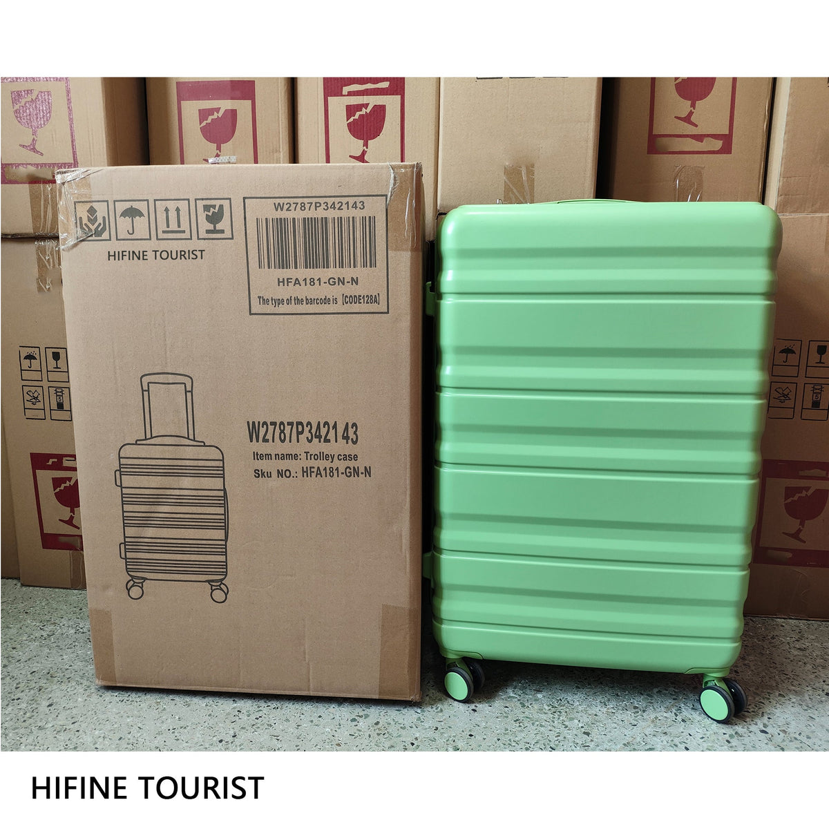 HIFINE Tourist 3-Piece Spinner Luggage Set Green hard-shell suitcases on Tampa Home & Garden Store