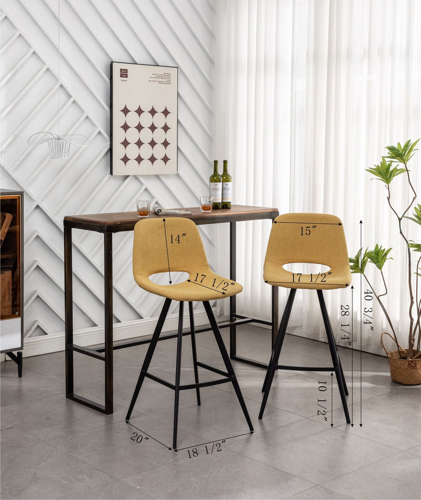 the Orange Fabric Kitchen Counter Height Stools
