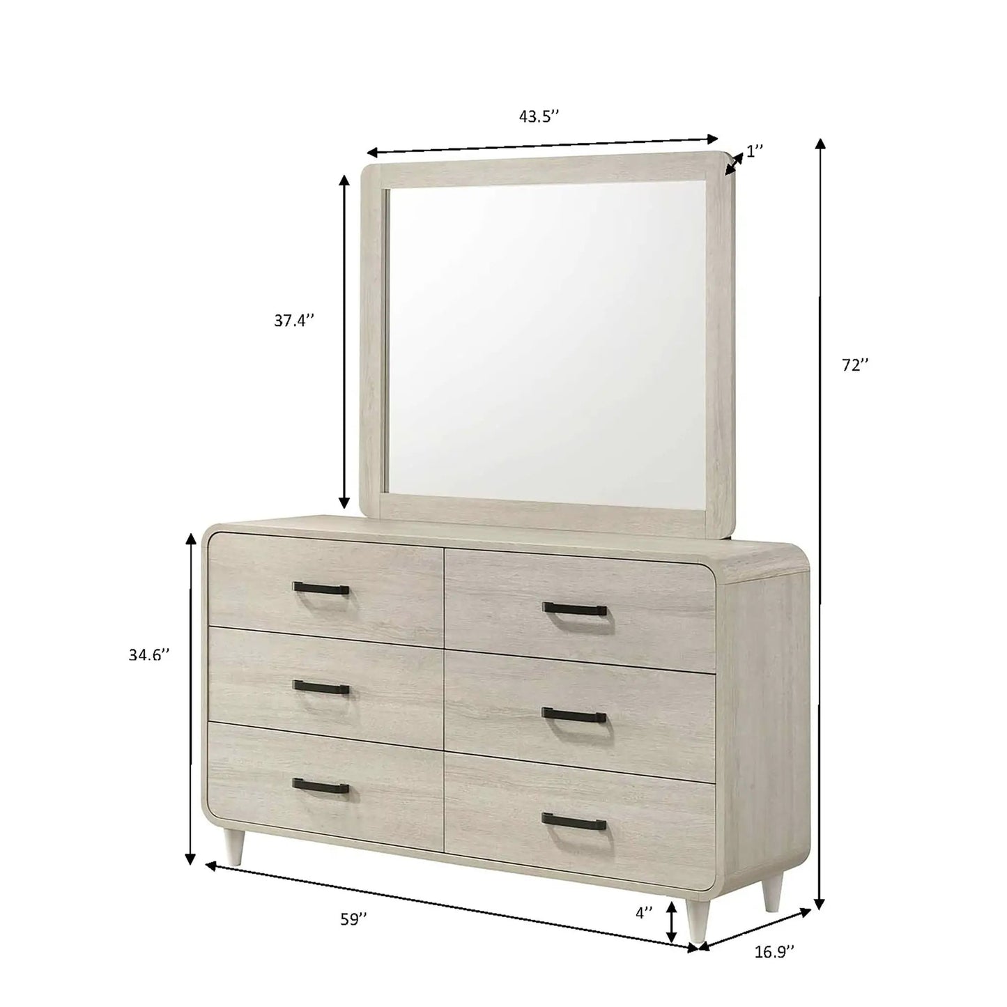 6 Drawer Dresser in antique white wood finish by Unique Piece Furniture on Tampa Home & Garden Store