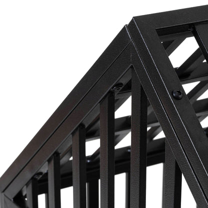 Heavy Duty Dog Crate Lockable Wheels frame in black powdercoated steel with slats on Tampa Home & Garden Store