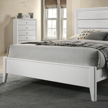 HouseOfZazla 3 Piece Contemporary Bed Set wave texture panels and angled legs in white on Tampa Home & Garden Store