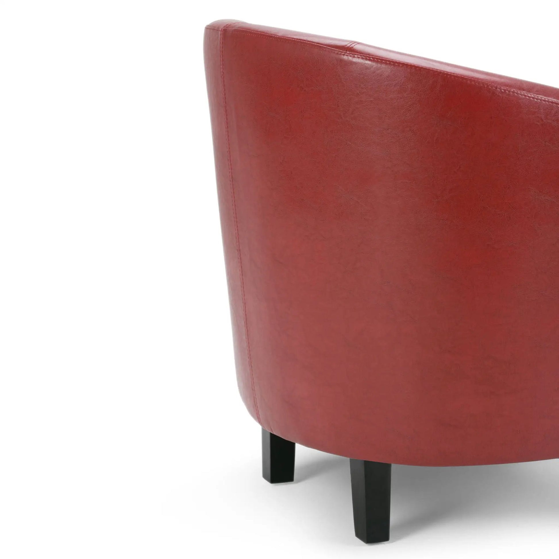 Austin Transitional Tub Chair red leather upholstery with black legs Unique Piece Furniture on Tampa Home & Garden Store