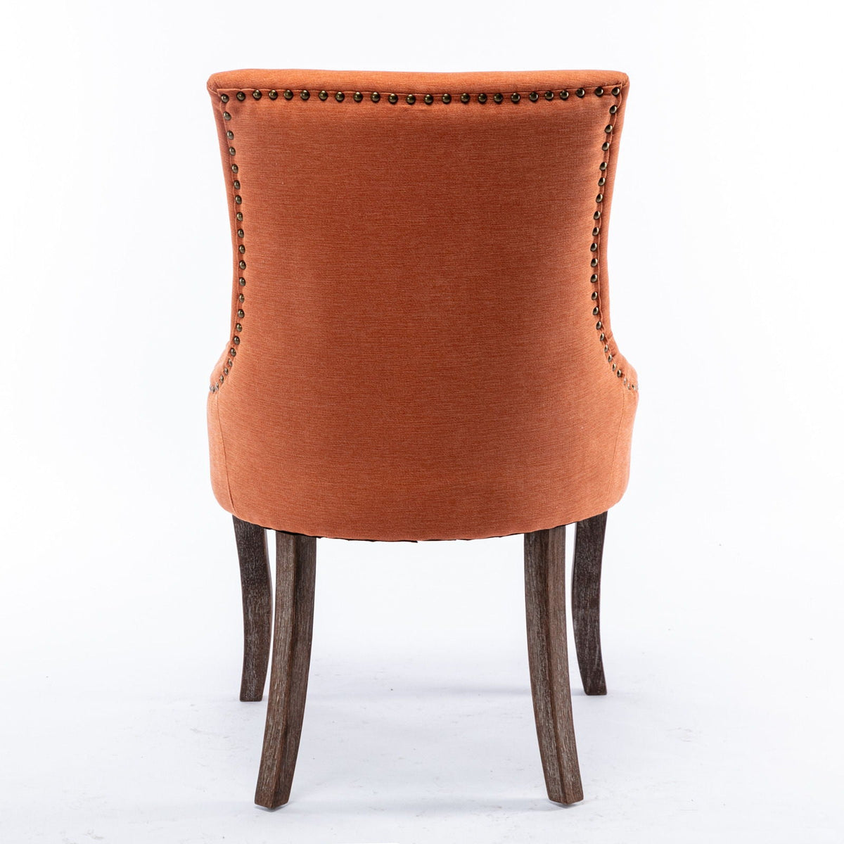 Ultra Side Dining Chair velvet orange upholstery nailhead trim dark wood legs on Tampa Home & Garden Store