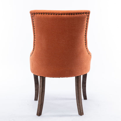 Ultra Side Dining Chair velvet orange upholstery nailhead trim dark wood legs on Tampa Home & Garden Store
