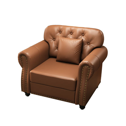 Upholstered Sofa with Nailhead and Ottoman