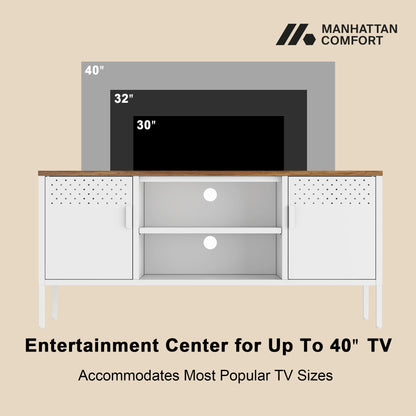 Storage Cabinet TV Stand white steel-frame with dual cabinets HouseOfZazla on Tampa Home & Garden Store