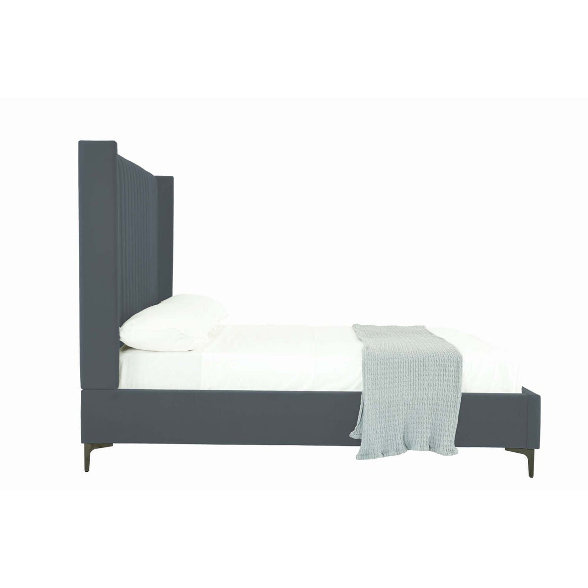 Promenade upholstered bed with tall dark gray headboard and slats HouseOfZazla on Tampa Home & Garden Store