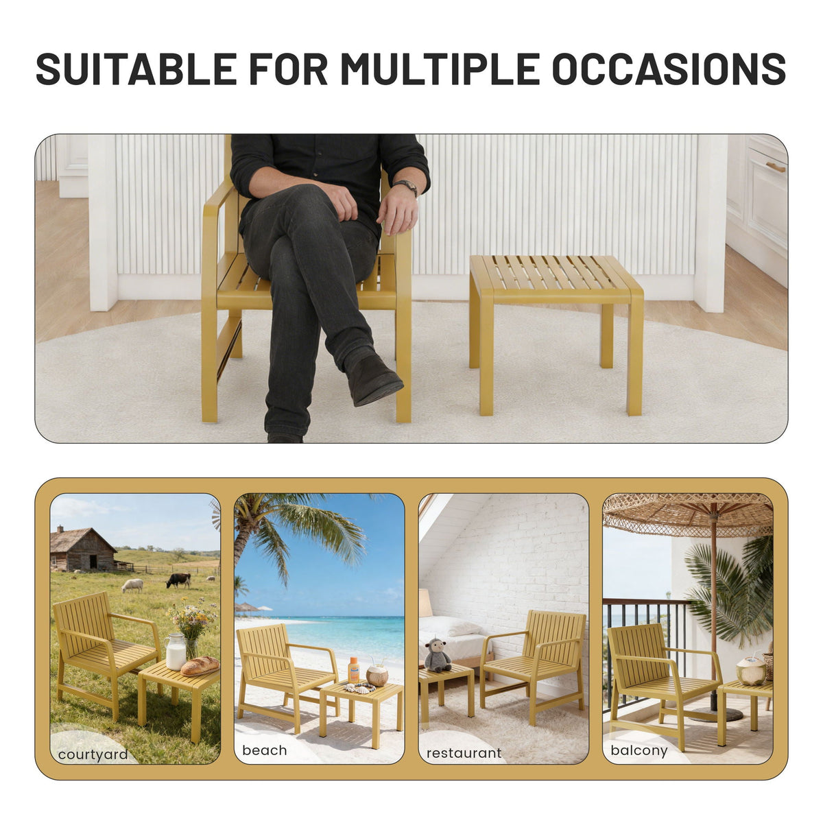 HouseOfZazla orange waterproof 2pc outdoor patio set with powdercoated metal chairs and table on Tampa Home & Garden Store