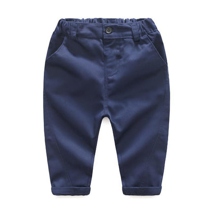 Baby pants Stevvex navy dressy with elastic waist and button closure on Tampa Home & Garden Store