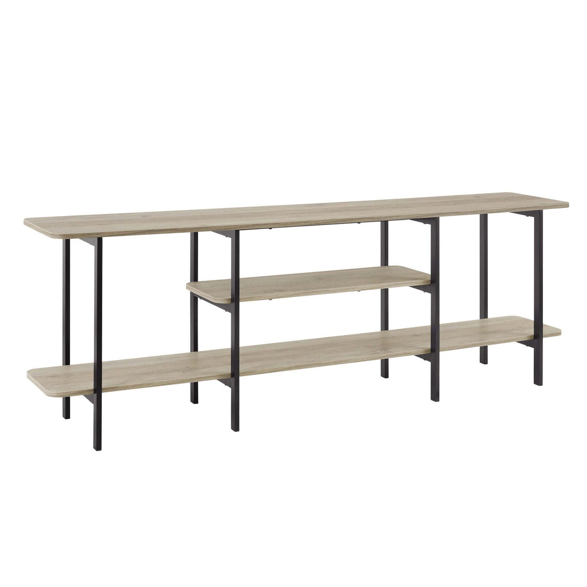 Celine 3-shelf console table with wood veneer top and black metal frame HouseOfZazla on Tampa Home & Garden Store