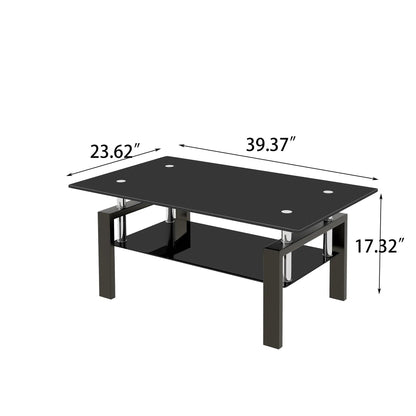 Tempered Glass Table With Storage For Living Room