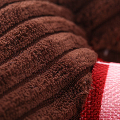Christmas Teddy Husky toy close-up brown plush with red strap on Tampa Home & Garden Store
