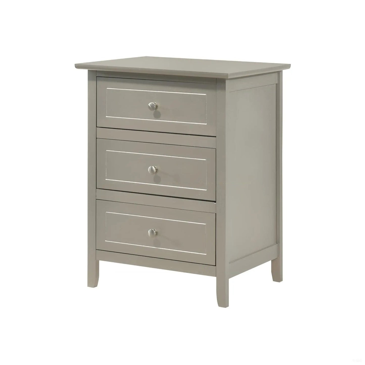 Dove Tailed Drawers 3-Drawer Nightstand in light gray with silver knobs by Unique Piece Furniture on Tampa Home & Garden Store