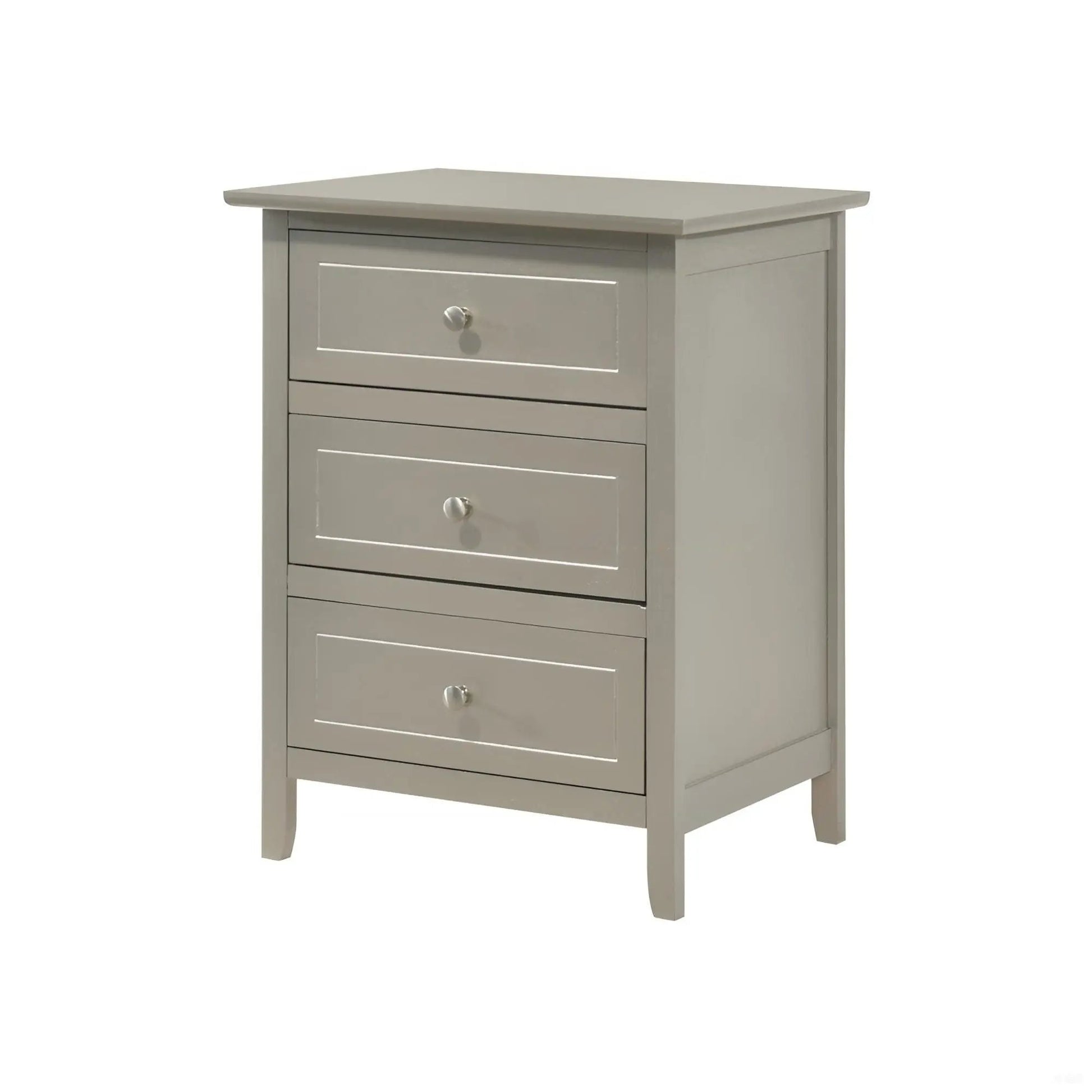 Dove Tailed Drawers 3-Drawer Nightstand in light gray with silver knobs by Unique Piece Furniture on Tampa Home & Garden Store