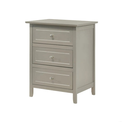Dove Tailed Drawers 3-Drawer Nightstand in light gray with silver knobs by Unique Piece Furniture on Tampa Home & Garden Store