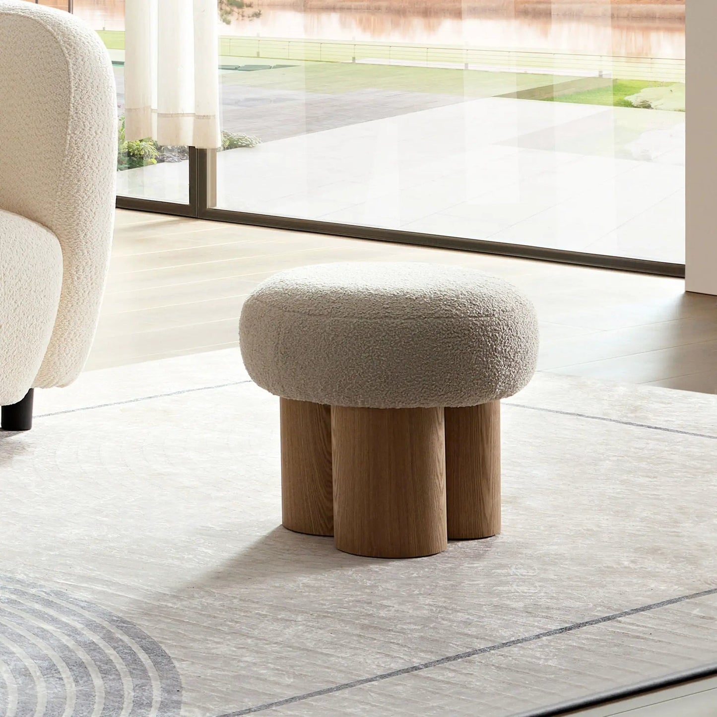 Versatile Mushroom Stool With Cushion and Walnut