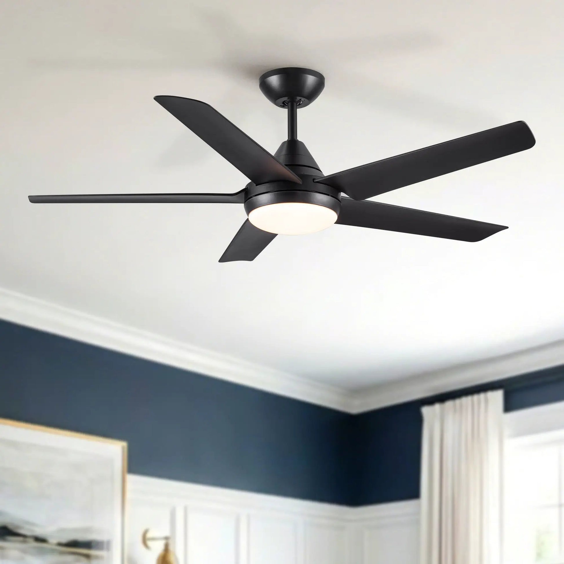 Ceiling fan with lights and remote control, black finish, dimmable LED on Tampa Home & Garden Store