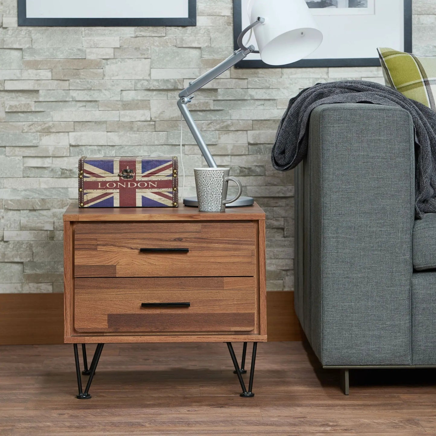 Deoss Accent Table Walnut with black hairpin legs by Unique Piece Furniture on Tampa Home & Garden Store