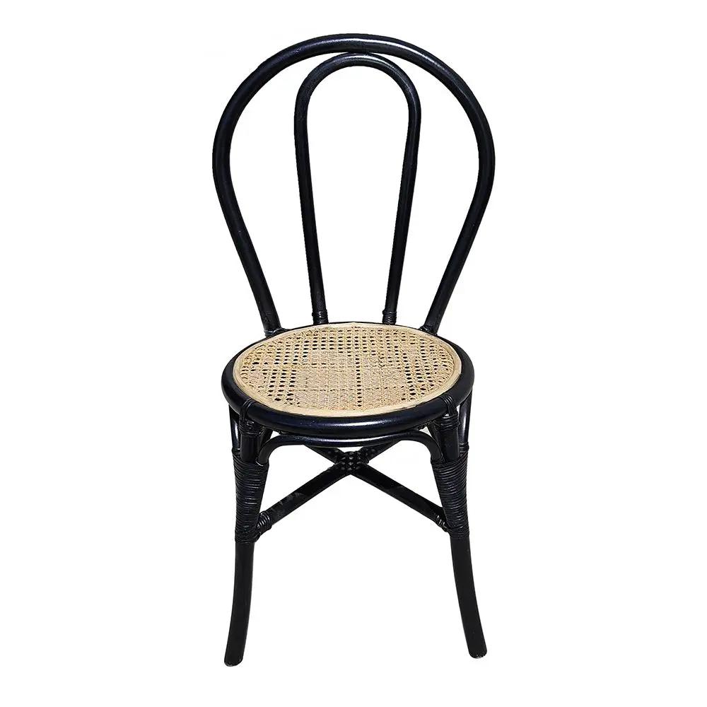 Rattan dining chair set of 2, black frames with natural cane seat on Tampa Home & Garden Store