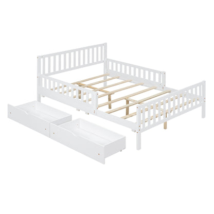 Platform bed with guardrails on both sides and two white storage drawers by HouseOfZazla on Tampa Home & Garden Store