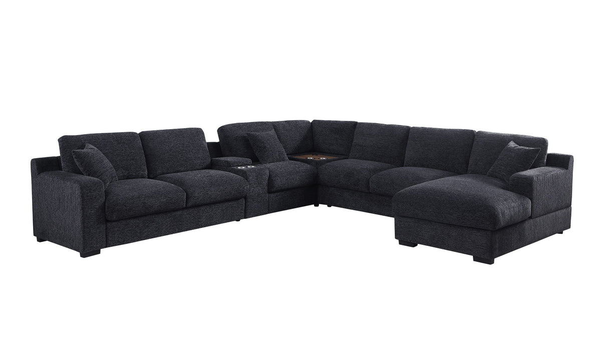 Celine Fabric Corner Sofa with right chaise, charcoal upholstery, cupholders HouseOfZazla on Tampa Home & Garden Store