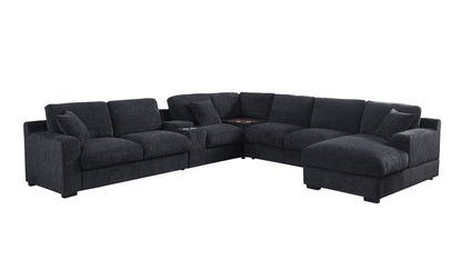 Celine Fabric Corner Sofa with right chaise, charcoal upholstery, cupholders HouseOfZazla on Tampa Home & Garden Store