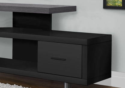 HouseOfZazla TV Stand Console in black with ash-gray top and drawer storage on Tampa Home & Garden Store