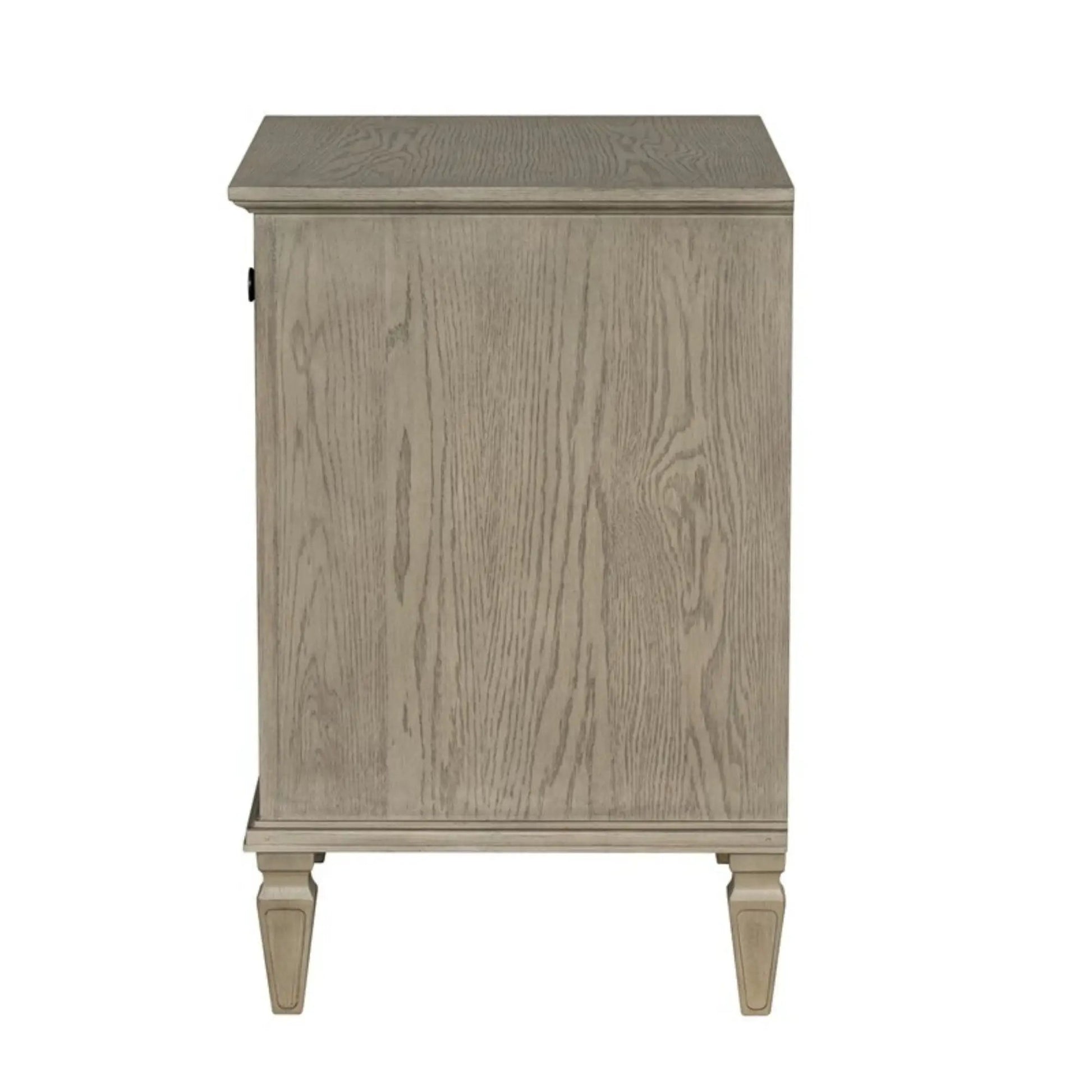 Victoria nightstand with open storage in light oak finish, accent nightstand on Tampa Home & Garden Store