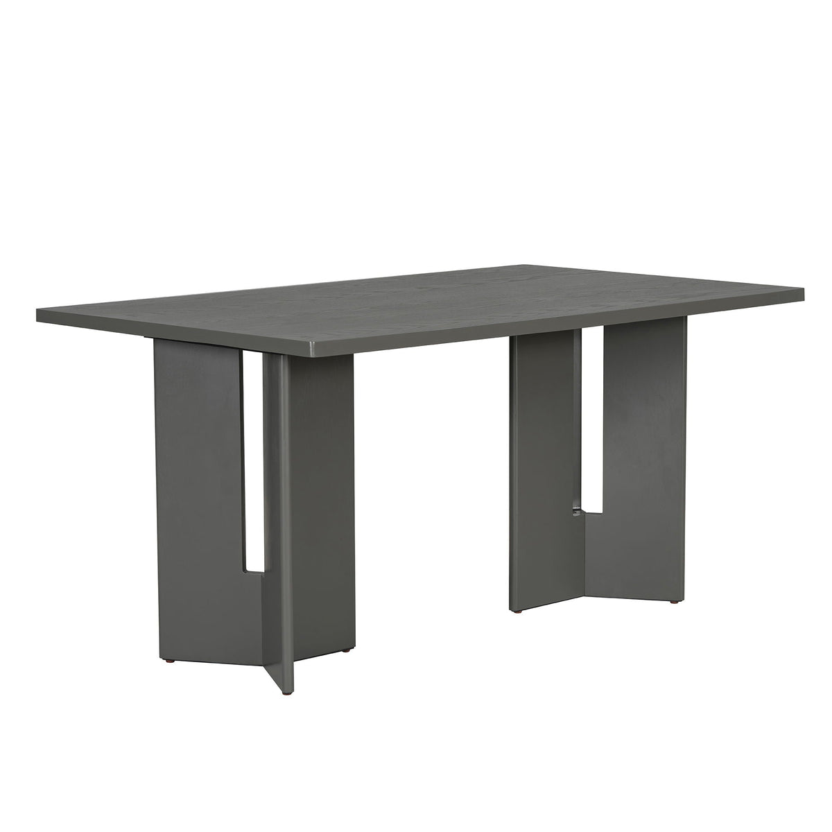 Dining table in dark gray wood finish with thick block legs on Tampa Home & Garden Store
