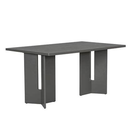 Dining table in dark gray wood finish with thick block legs on Tampa Home & Garden Store