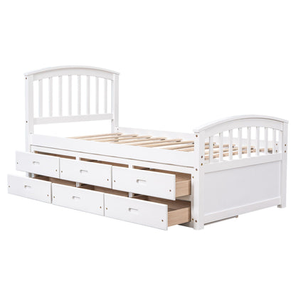 Platform storage bed solid wood in white with 6 drawers by HouseOfZazla on Tampa Home & Garden Store