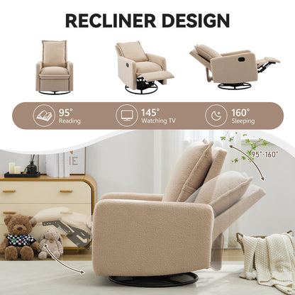 Cozy Swivel Glider Recliner Chair and Leg Rest
