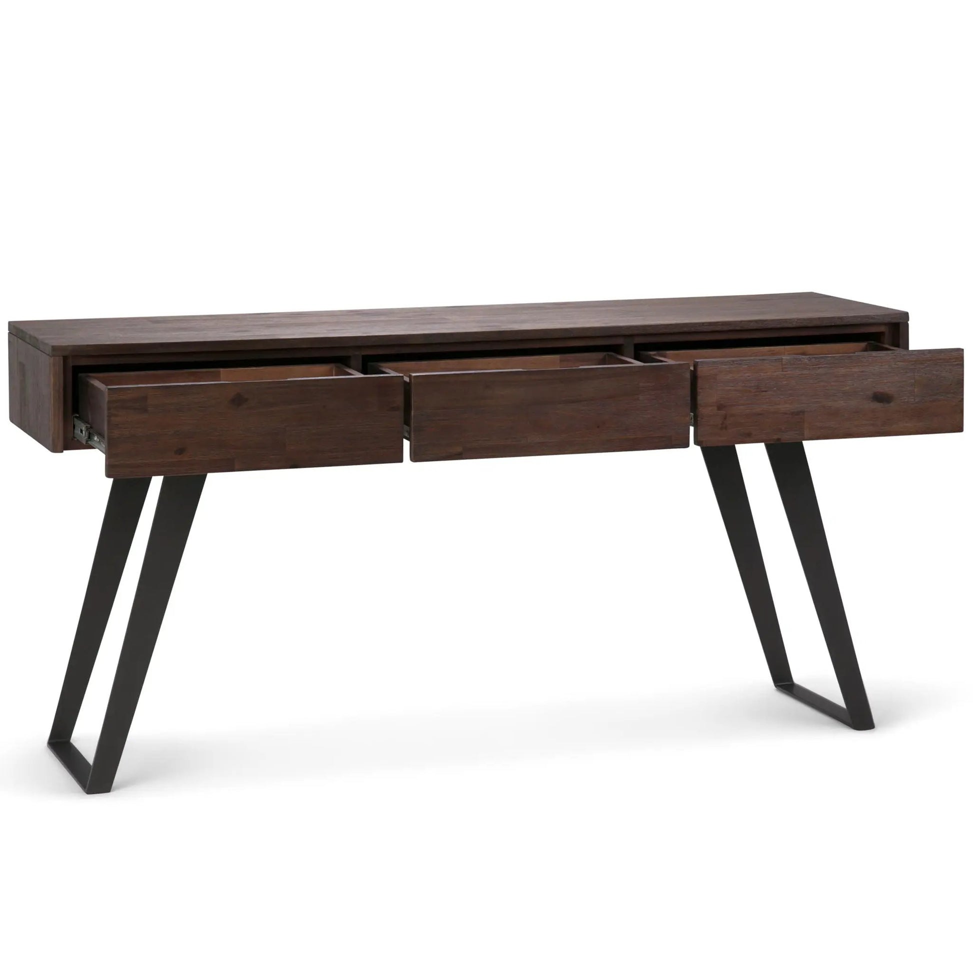 Lowry Console Sofa Table, dark wood, black legs, Unique Piece Furniture on Tampa Home & Garden Store